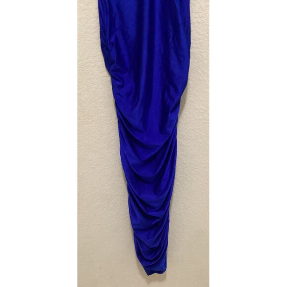 Shein Royal Blue Sleeveless Bodycon Dress High Neck Stretch Fabric Elegant - Picture 3 of 7